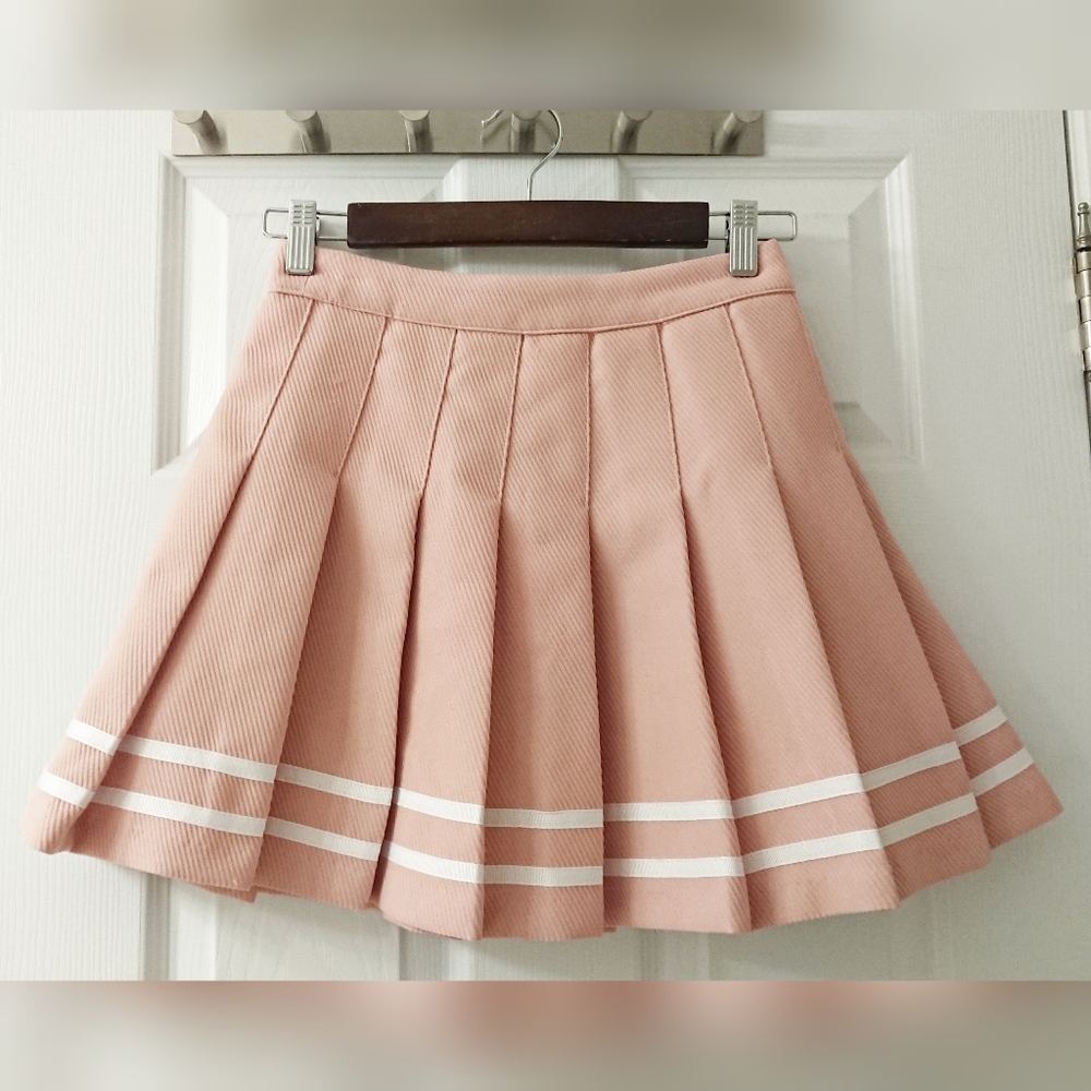 Dusty Pink Peach Pleated Mini Tennis Skirt